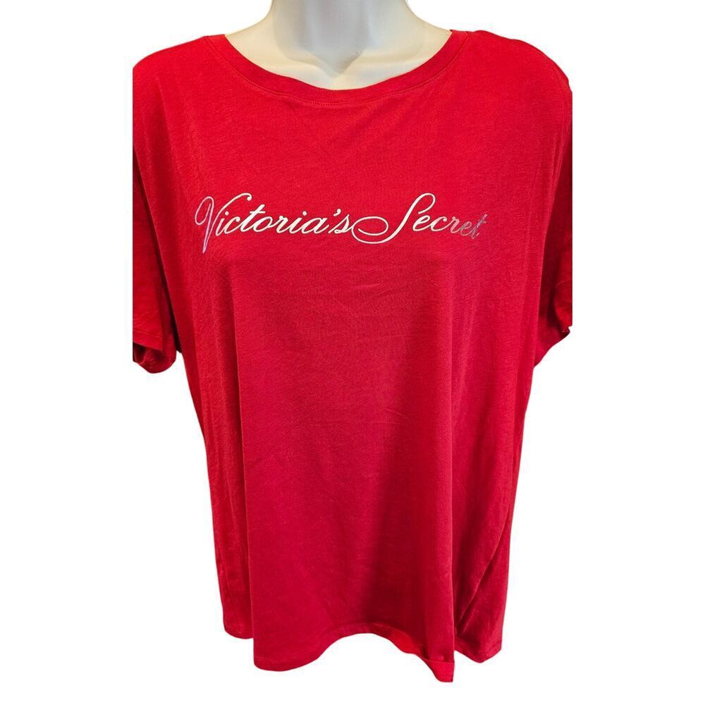 Victorias secret sz L red spell out sleep lounge soft shirt EUC comfort casual
